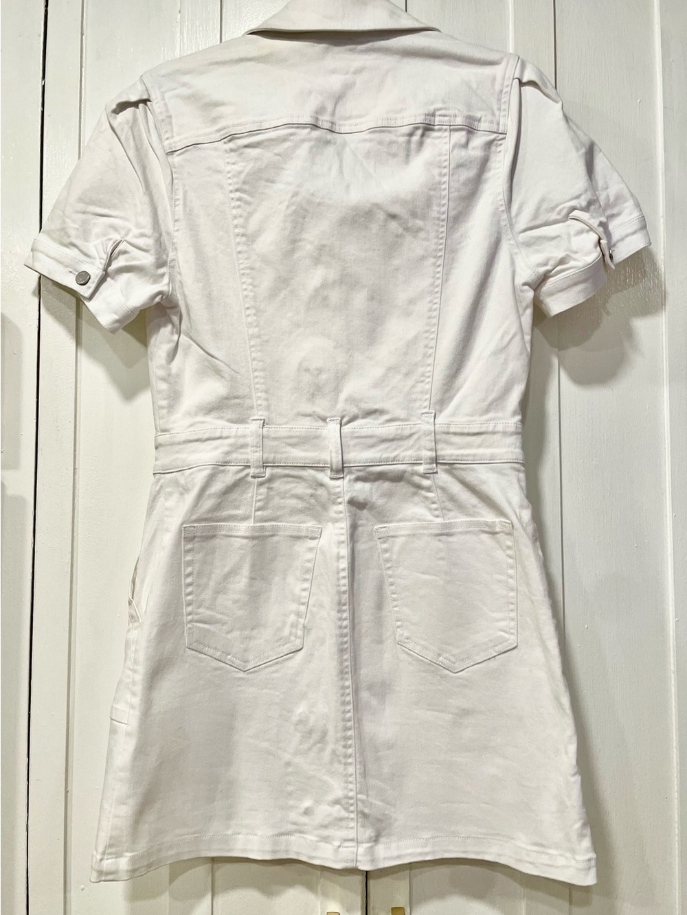 Habitual White Denim Dress Button Front Casual Chic Size Medium - Picture 5 of 9